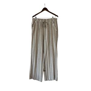 Briggs NewTan Striped Linen Wide Leg Pants